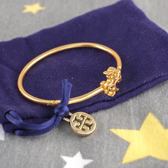 Tory Burch Eleanor Hinged Cuff Bracelet in Tory Gold (Brand New) - Picture 3 of 8